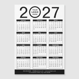 Aangepaste zwart-wit 2027 kalender & bedrijfslogo