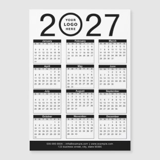 Aangepaste zwart-wit 2027 kalender & bedrijfslogo