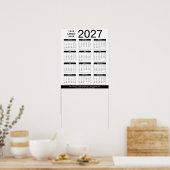 Aangepaste zwart-wit 2027 kalender & bedrijfslogo poster (Keuken)