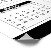 Aangepaste zwart-wit 2027 kalender & bedrijfslogo poster (Hoek)