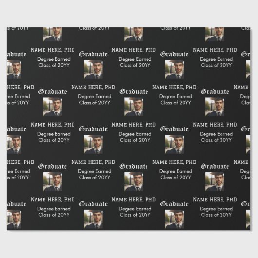 Aangepaste zwart-wit Afstuderen Fotoklasse Degree Cadeaupapier (Vlak)