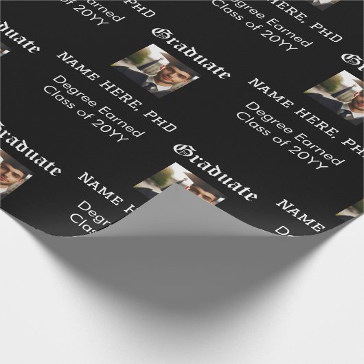 Aangepaste zwart-wit Afstuderen Fotoklasse Degree Cadeaupapier (Hoek)