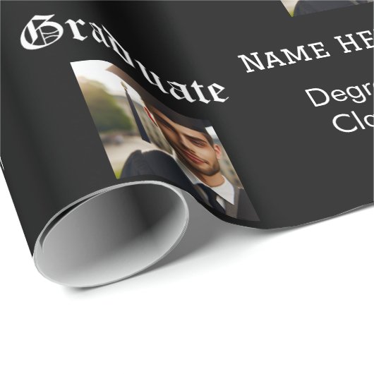 Aangepaste zwart-wit Afstuderen Fotoklasse Degree Cadeaupapier (Rol Hoek)