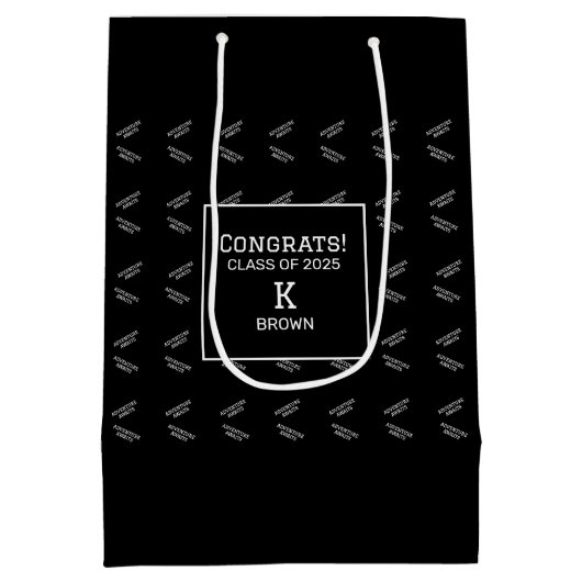 Aangepaste zwart-wit Afstuderen Gift Bag Medium Cadeauzakje (Achterkant)