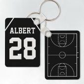 Aangepaste zwart-wit basketbalveld en Jersey Sleutelhanger