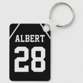 Aangepaste zwart-wit basketbalveld en Jersey Sleutelhanger (Achterkant)