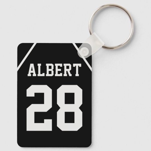 Aangepaste zwart-wit basketbalveld en Jersey Sleutelhanger (Achterkant)