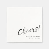 Aangepaste zwart-wit bruiloft servetten - Cheers! (Voorkant)