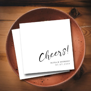 Aangepaste zwart-wit bruiloft servetten - Cheers!