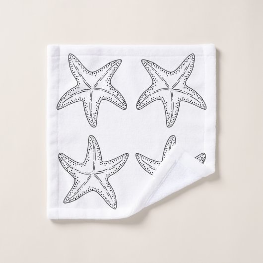 Aangepaste Zwart Wit Chic Strandhuis Starfish Bath Bad Handdoek (Wasdoekje)