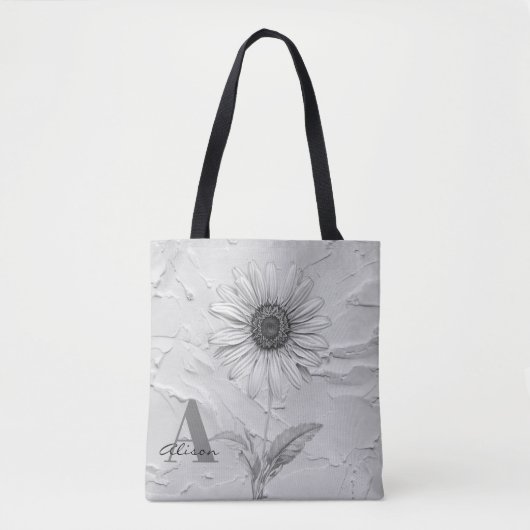 Aangepaste zwart-wit Daisy Tote Bag (Voorkant)