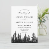 Aangepaste zwart-wit dennenboom Bossen bruiloft Kaart (Staand voorkant)