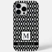 Aangepaste zwart-wit diamant Argyle geometrisch Case-Mate iPhone Case (Achterkant)