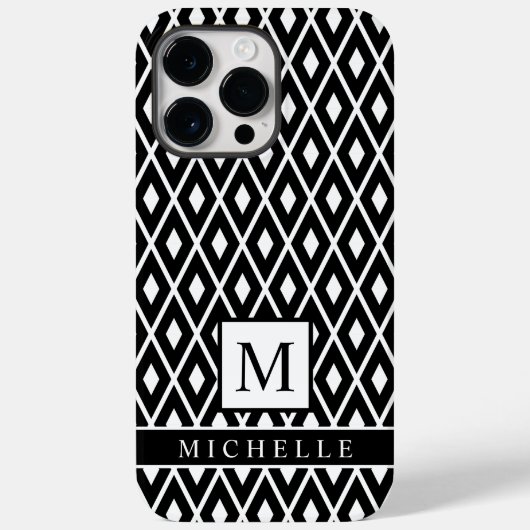 Aangepaste zwart-wit diamant Argyle geometrisch Case-Mate iPhone Case (Achterkant)