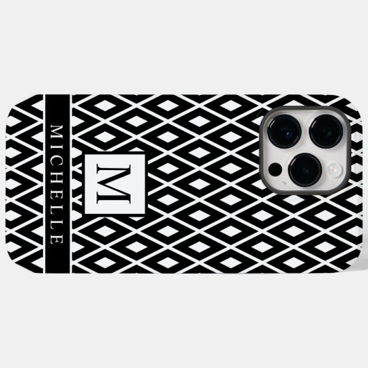 Aangepaste zwart-wit diamant Argyle geometrisch Case-Mate iPhone Case (Achterkant (horizontaal))