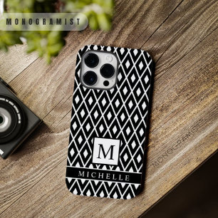 Aangepaste zwart-wit diamant Argyle geometrisch Case-Mate iPhone 14 Pro Max Hoesje