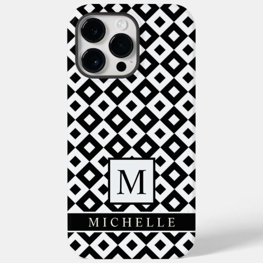 Aangepaste zwart wit diamant stip geometrisch Case-Mate iPhone case (Achterkant)