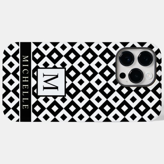 Aangepaste zwart wit diamant stip geometrisch Case-Mate iPhone case (Achterkant (horizontaal))