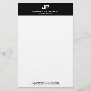 Aangepaste zwart wit elegante Sjabloon gepersonali Briefpapier