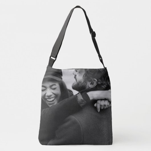 Aangepaste zwart-wit foto crossbody tas (Achterkant)