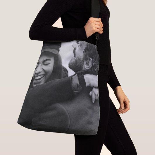 Aangepaste zwart-wit foto crossbody tas (Dichtbij)