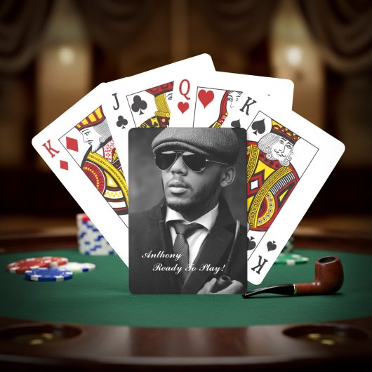 Aangepaste zwart-wit foto modern gepersonaliseerd pokerkaarten