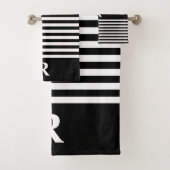 Aangepaste zwart/wit gestreepte badhanddoekenset bad handdoek (Insitu)