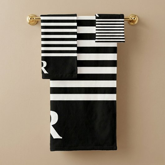 Aangepaste zwart/wit gestreepte badhanddoekenset bad handdoek