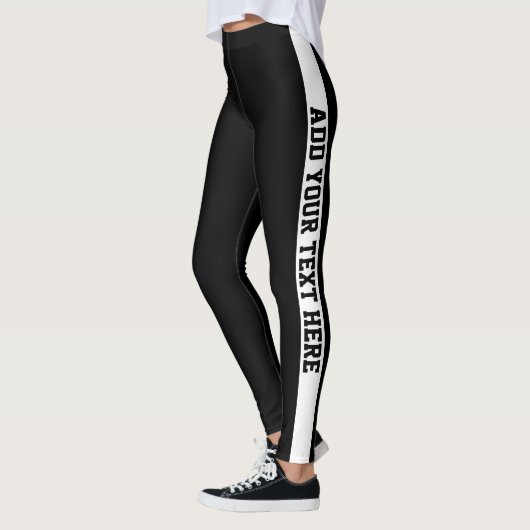 Aangepaste zwart-wit gestreepte gepersonaliseerde  leggings (Links)