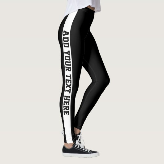 Aangepaste zwart-wit gestreepte gepersonaliseerde  leggings (Rechts)