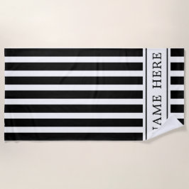 Aangepaste Zwart Wit Gestreepte Strandlaken met Na