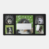 Aangepaste zwart-wit hond foto's op zwart bureaumat (Keyboard & Muis)