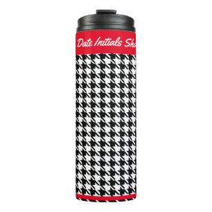 Aangepaste Zwart & Wit Houndstooth 12oz Thermosbeker