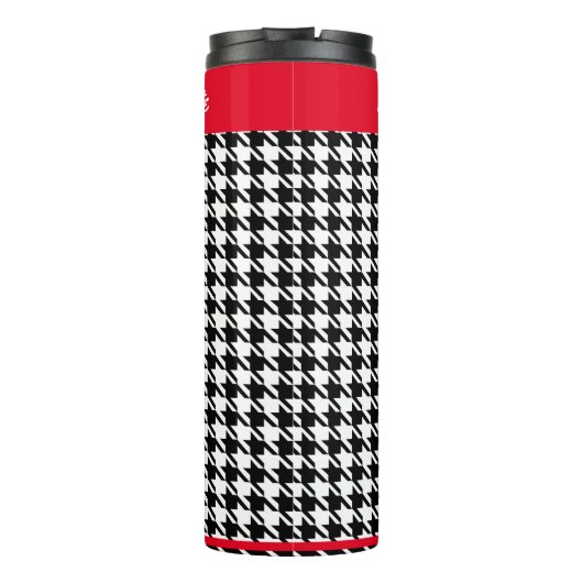 Aangepaste Zwart & Wit Houndstooth 12oz Thermosbeker (Achterkant)