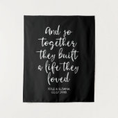 Aangepaste zwart-wit huwelijksachtergrond 'Samen Z Wandkleed (Voorkant)