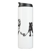Aangepaste zwart & wit ijshockey keeper thermosbeker (Geroteerd rechts)