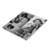 Aangepaste zwart-wit koppel fotocollage namen tegeltje (Zijkant)