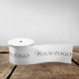 Aangepaste Zwart & Wit Lange Horizontale Logo Busi Satijnen Lint