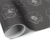 Aangepaste Zwart/Wit Magnolia Bloemen Gift Wrap Pa Cadeaupapier (Rol Hoek)