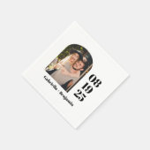 Aangepaste zwart wit minimalistische foto naam bru servet (Hoek)