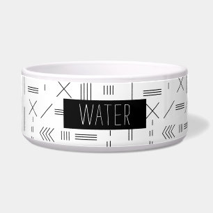 Aangepaste zwart wit minimalistische moderne geome voerbakje