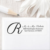 Aangepaste zwart-wit monogram brief retour etiket (Insitu)