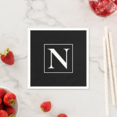 Aangepaste zwart-wit monogram zakelijke feest servet (Insitu)