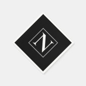 Aangepaste zwart-wit monogram zakelijke feest servet (Hoek)