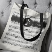 Aangepaste zwart-wit muzieknoten tote bag