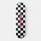 Aangepaste Zwart Wit Neon Roze Abstracte Geometris Persoonlijk Skateboard (Voorkant)