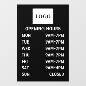 Aangepaste Zwart-Wit Openingstijden Voeg Logo Toe Raamsticker (Vel)