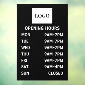 Aangepaste Zwart-Wit Openingstijden Voeg Logo Toe Raamsticker (Vel 3)