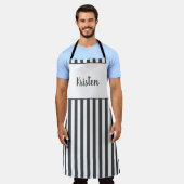 Aangepaste zwart-wit patroon Gepersonaliseerde tek Schort (Gedragen)