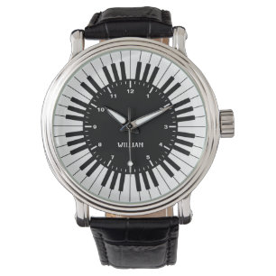 Aangepaste zwart-wit piano toetsenbord ontwerp hor horloge